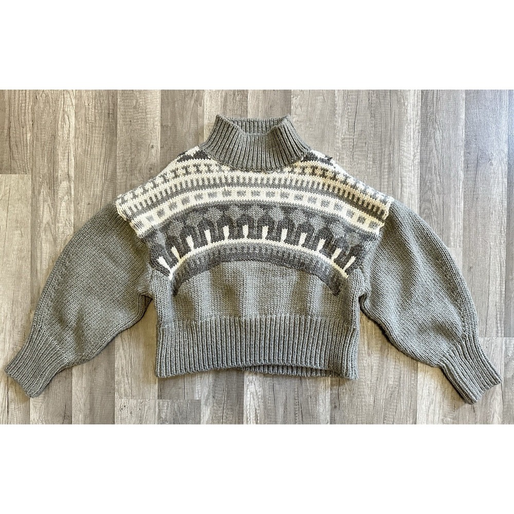 Pringle of Scotland x‎ H&M Gray Fair Isle Turtleneck Holiday Sweater Top Medium